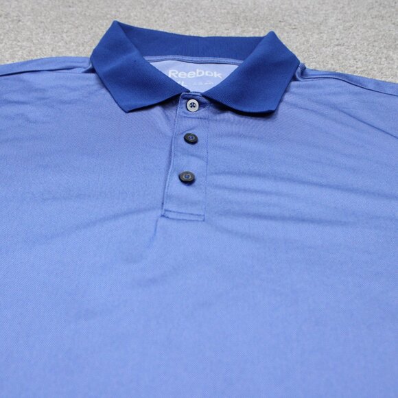 Reebok Golf Polo Shirt NWT Mens 3XL Blue Contrast Collar Polyester Stretch S/S - Picture 4 of 14